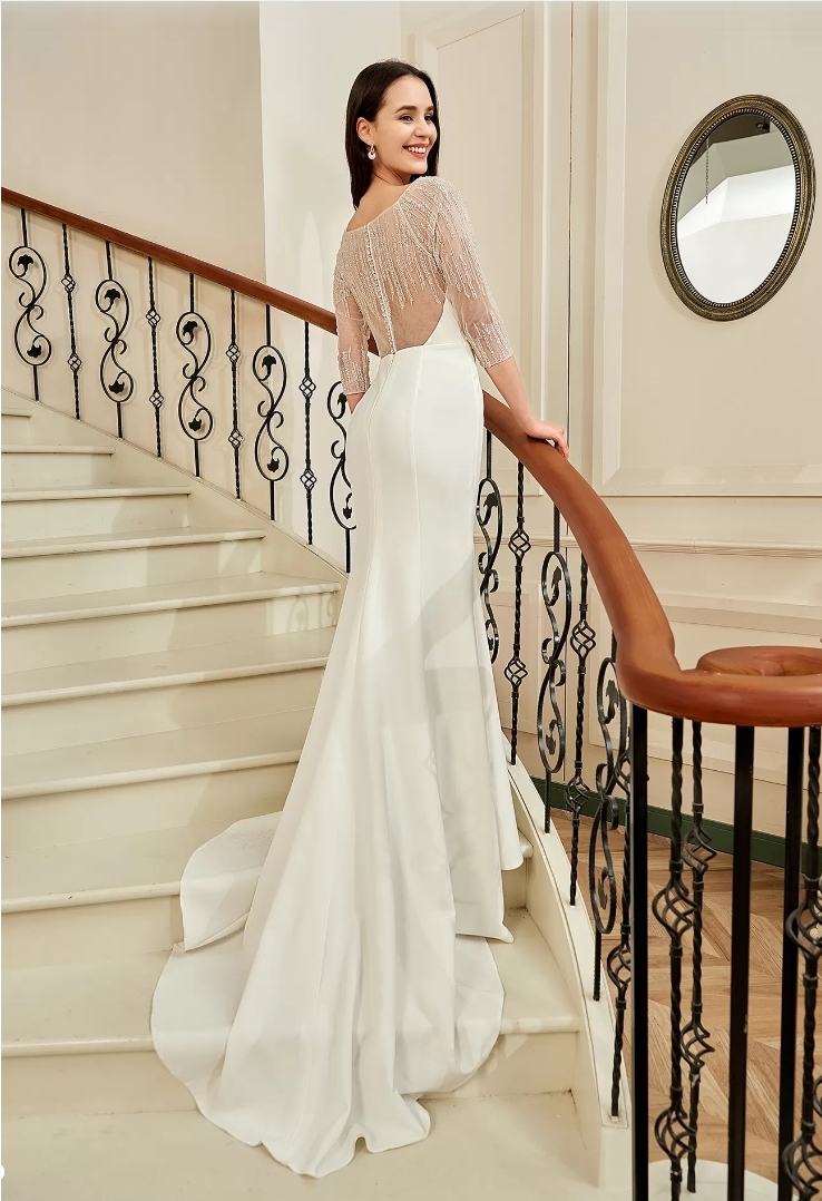 Hera brudekjole med lange ærmer 